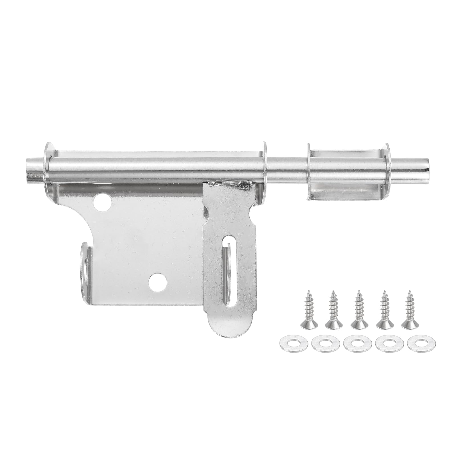 sourcing map Barrel Bolt Latch, 8 Inch Stainless Steel Slide Gate Latch Locks, Door Security Bolt Locks with Screws and Padlock Hole for Bedroom Door Window, Silver
