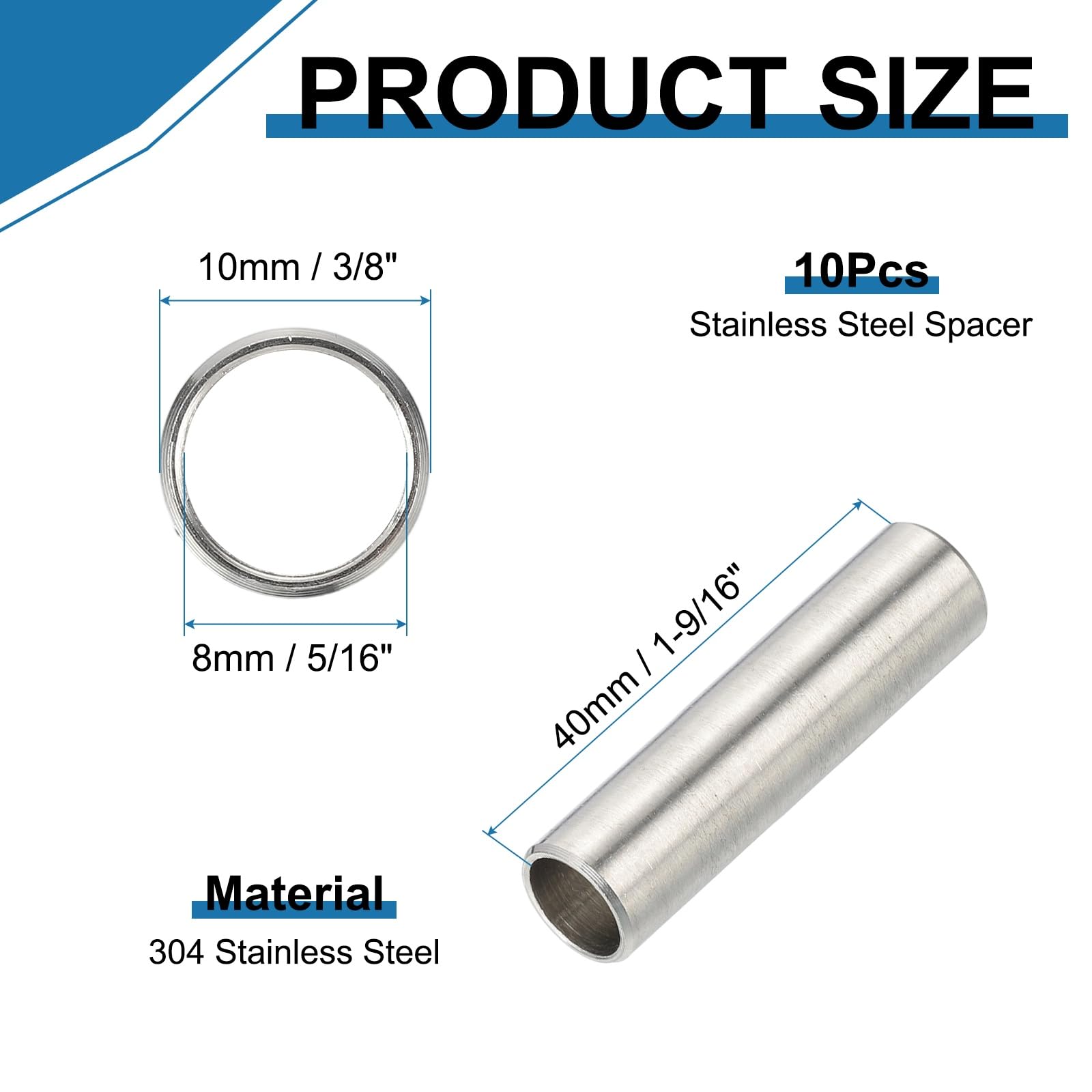 PATIKIL 304 Stainless Steel Spacer - Image 2