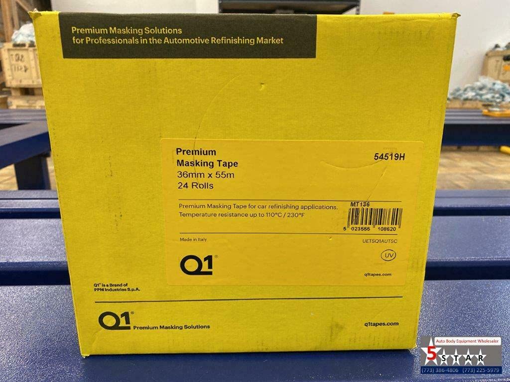 5-STAR Q1-1-1/2 INCH (36MM X 55M) Premium HIGH Performance Automotive Yellow Masking