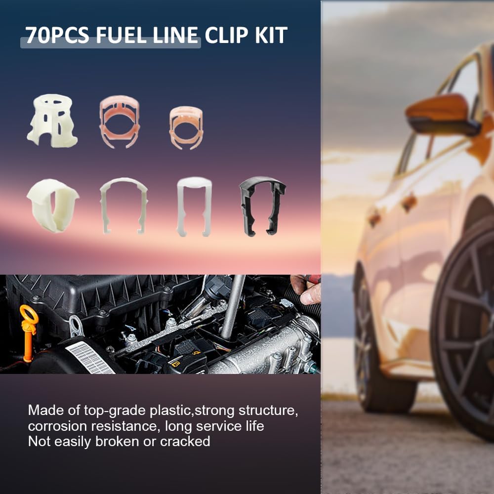 Auto Fuel Line Clips Replacement Kit, 3/8 Inch 5/16 Inch Fuel & Refrigerant Line Retaining Clamps, Fuel Line Fastener Clips Box Compatible with Most Cars, Trucks, SUVs and More