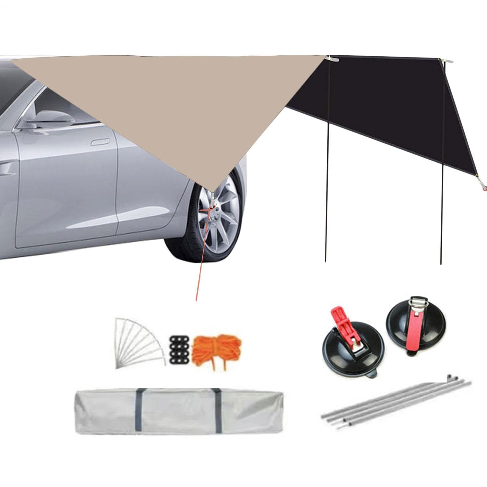 Tendalino Auto Telo Ombreggiante Impermeabile Anti-UV 2,7 X 3,4 M | Tendalino SUV Resistente al Adatto A Campeggio, Camper, SUV, Furgone, Lato Posteriore Del Veicolo