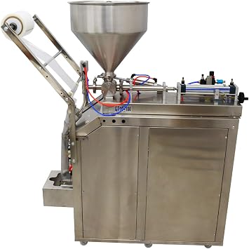 INTSUPERMAI Automatic Liquid Paste Filling Packaging Sealing Machine 10-100ml Stainless Steel Automatic Quantitative Paste Liquid Filling Machine for Shampoo Toothpaste Honey Oil Milk 110V