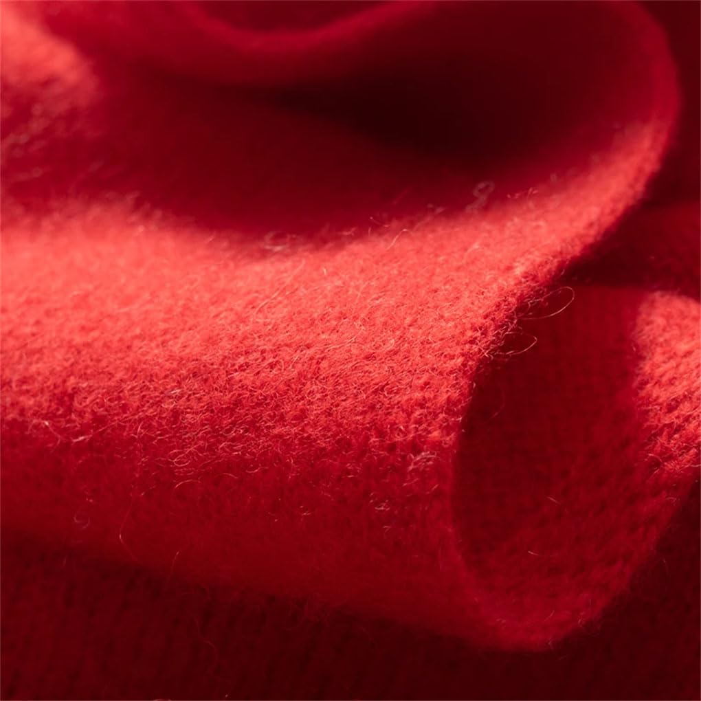 Szalik kaszmirowy dla kobiet/mężczyzn, zimowy, ciepły, outdoorowy, z grubego kaszmiru, unisex (beżowy) (czerwony)