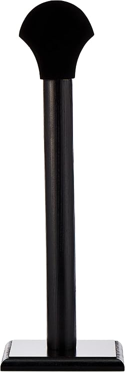 SZCO Wooden Helmet Stand 17 Inch - Black Full Size Headwear Display Holder for Collectible Helmets, Medieval, Motorcycle & Sports Helmets - Sturdy Wood Construction for Desk & Shelf Display