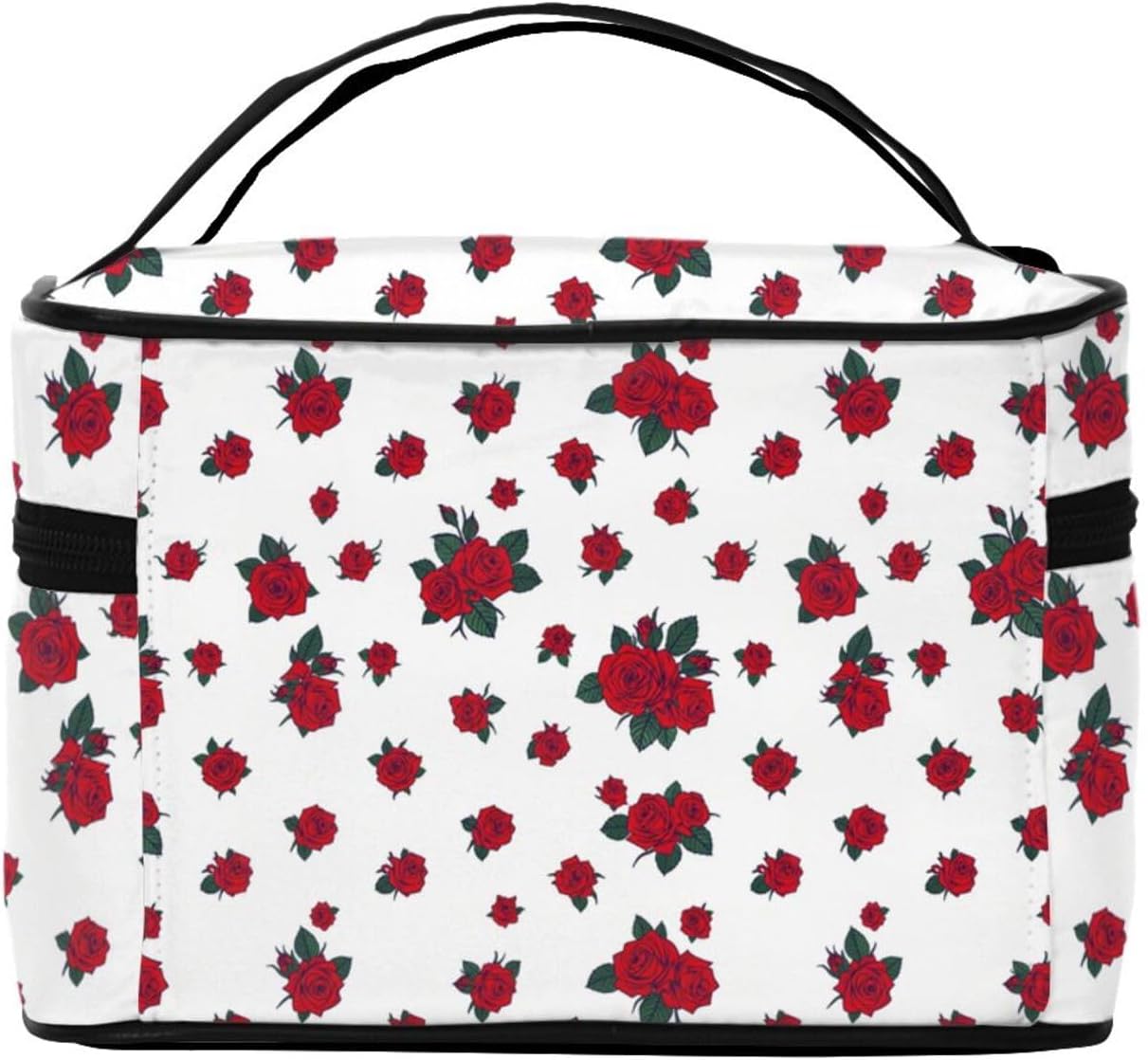Red Roses Floral Travel Toiletry Bag 9x6.7x6.3 Inch,Makeup Bag Cosmetic Organizer With Compartments Elastic Holders Portable Travel Kit For Women Men image 3