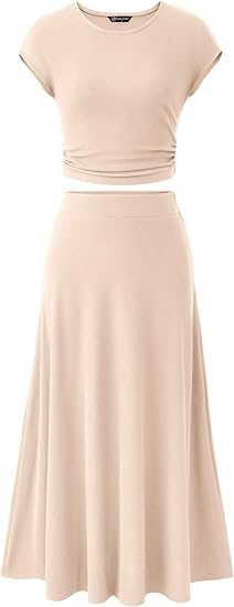 PRETTYGARDEN Two Piece Skirt Set for Women 2025 Summer Spring Dressy Casual Knit Travel Vacation Matching Lounge Outfits