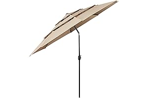 Yaheetech 10ft Patio Umbrella with Double-Layer Canopy and Tilt Function