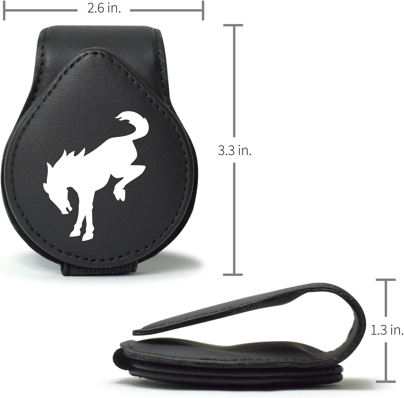 iPick Image for Ford Bronco Logo Black Leather Magnetic Sunglass Holder Car Sun Visor Mount Clip - Official Licensed