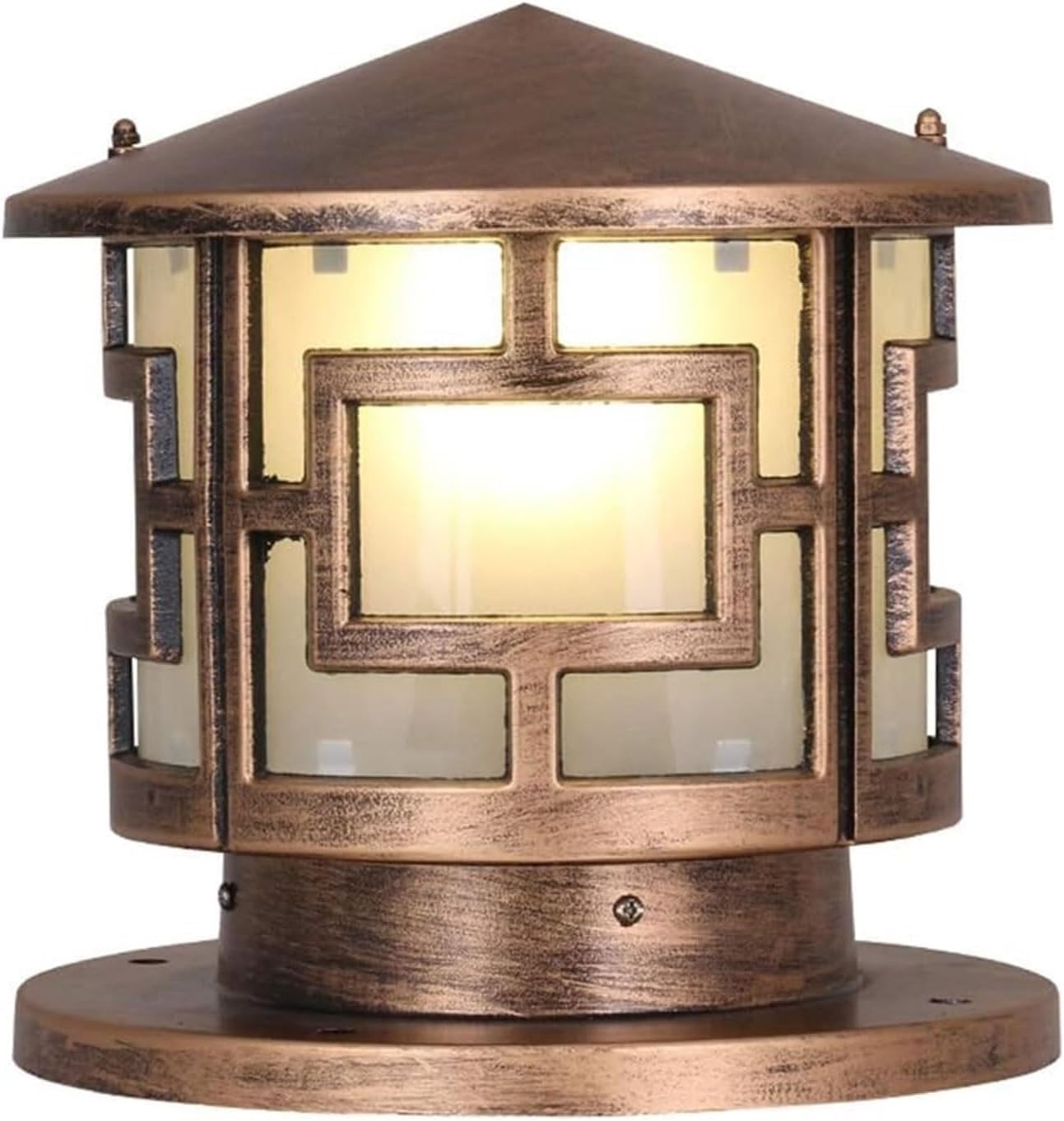 QUSYZD Antique Aluminum Waterproof Pillar Lamp - Vintage Landscape Post Light for Outdoor Use, Stylish Column Headlight,25cm
