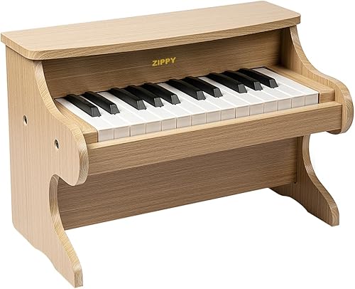 Vista 18 de ZIPPY Teclado de piano para niños, piano digital de 25 teclas para niños, mini instrumento educativo musical, juguete de madera para niños pequeños
