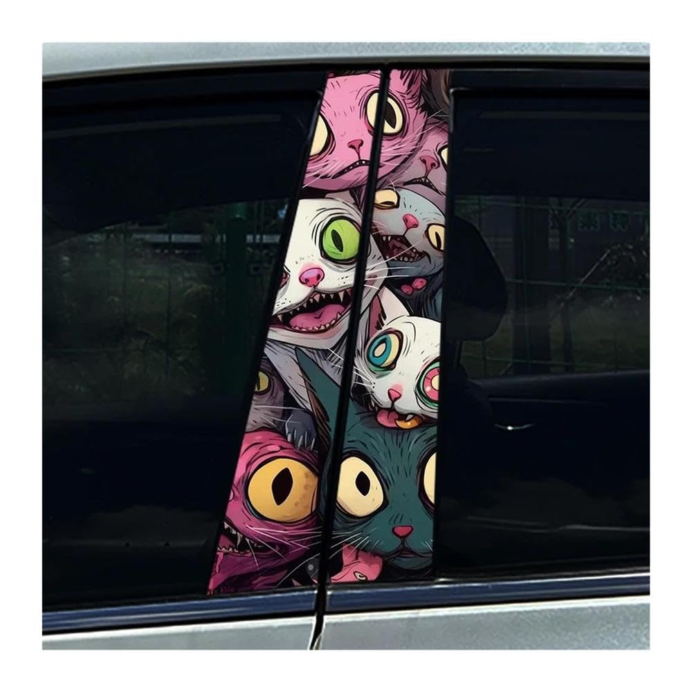 Autocollants Imperméables Evil Cat pour Pilier B de Voiture, 2 Pièces pour Décoration DIY (C)