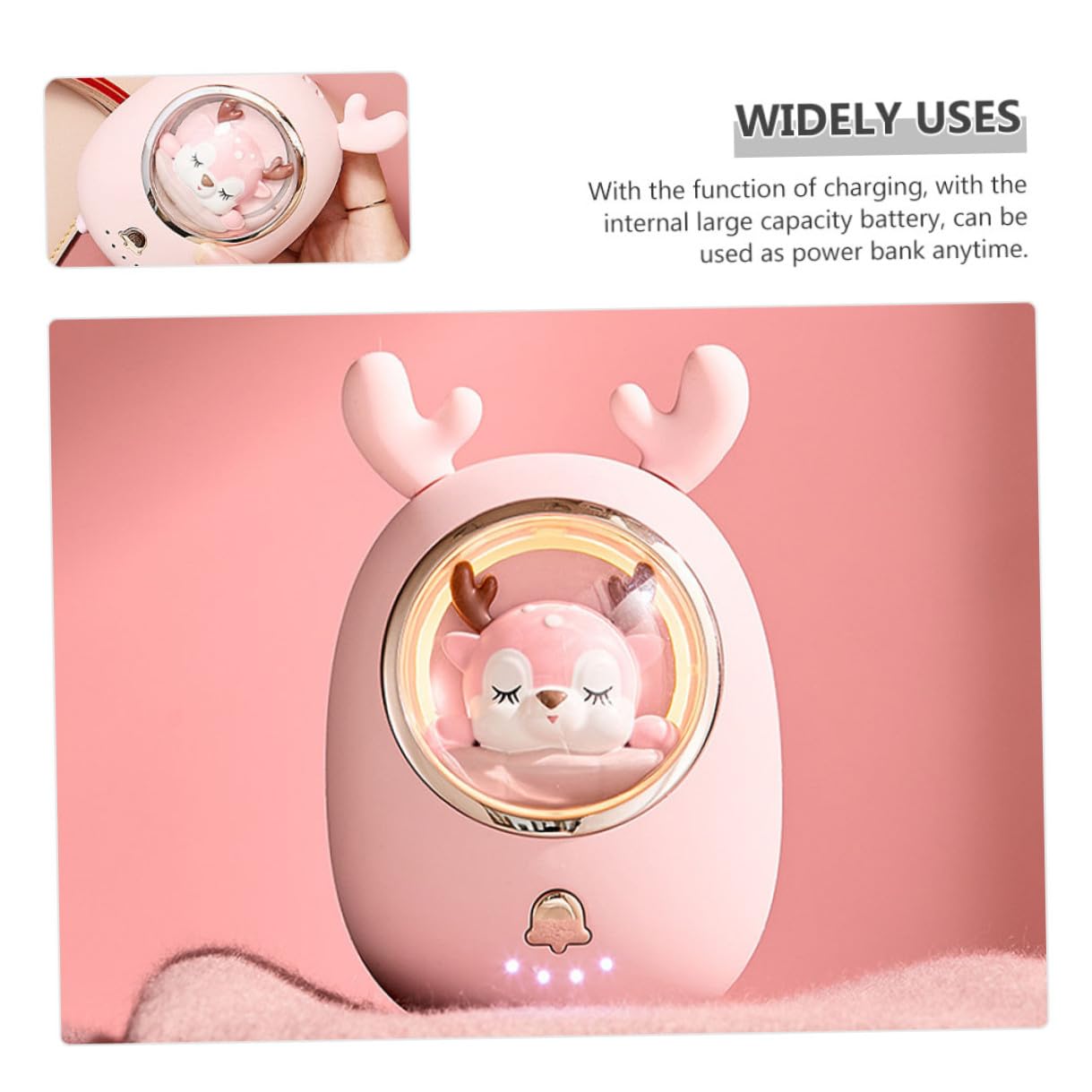 Chauffe-Mains USB Rechargeable Portable Motifs Animaux Mini Chauffe-Mains Électrique Lumineux Batterie Externe D’Hiver Compact et Léger pour Camping et Randonnée