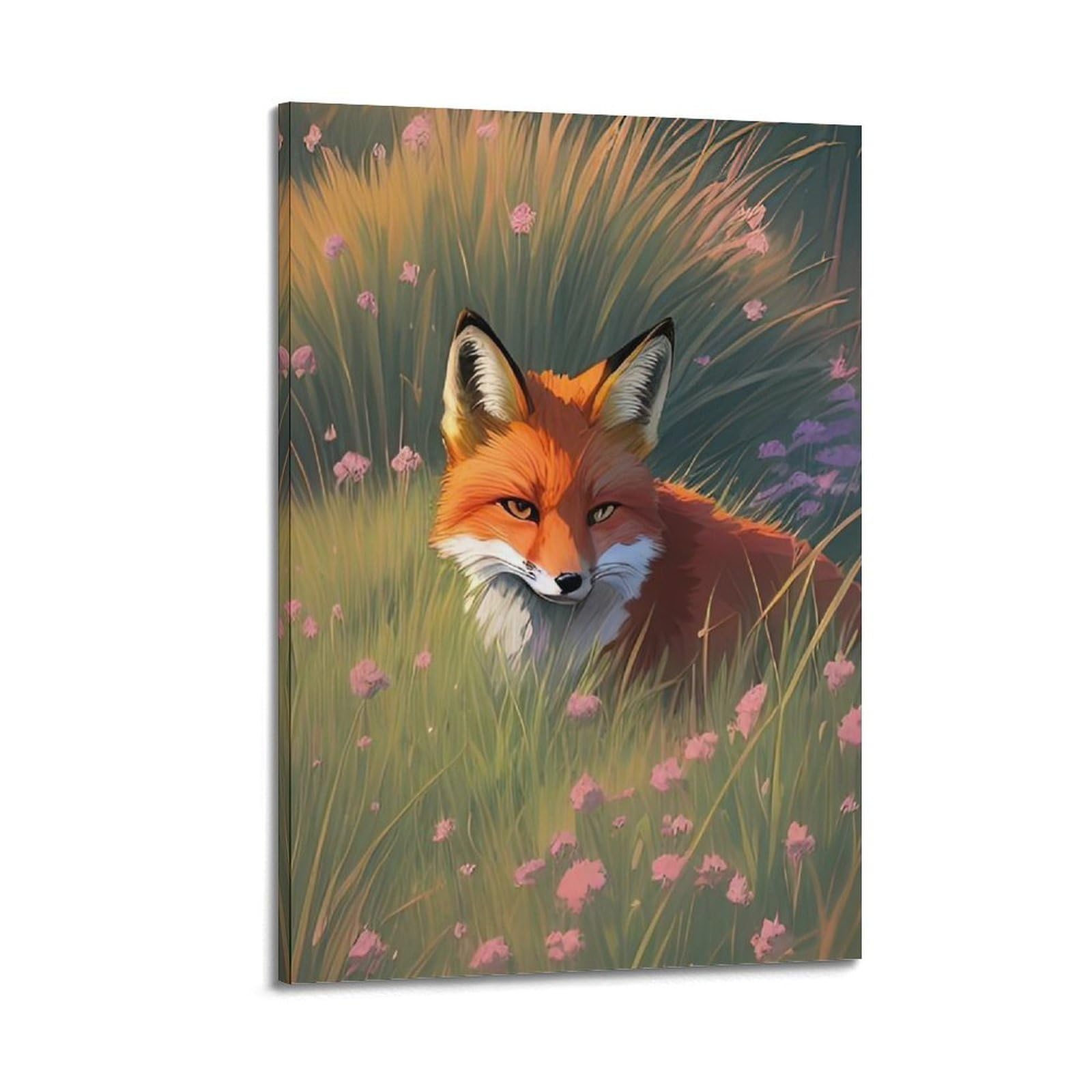 HUIYHB Animal Poster Fox in The Grass Poster Decorative Painting Canvas Wall Posters And Art Picture Print Modern Family Bedroom Decor Posters 24x36inch(60x90cm)