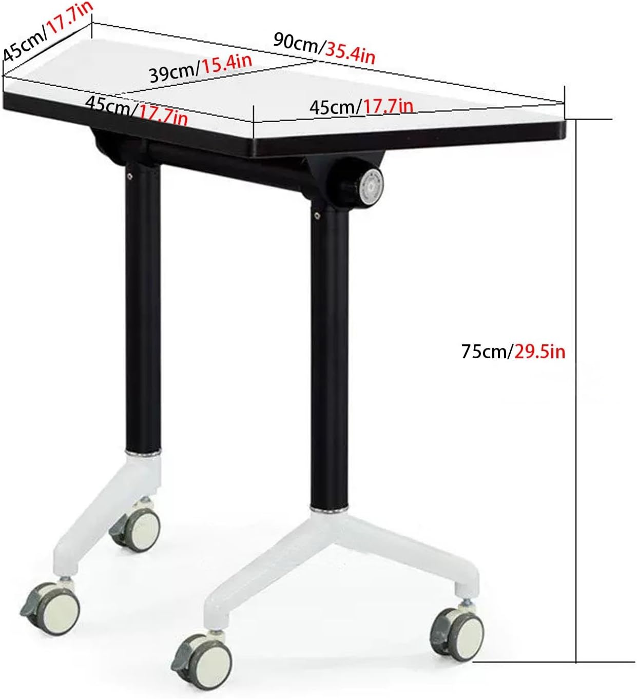 Folding Conference Room Table, Foldable Meeting Table, Trapezoidal Multifunctional Mobile Training Table with 360° Silent Locking Wheels, for Home Office Conference (Color : 1pcs, Size : 35.4