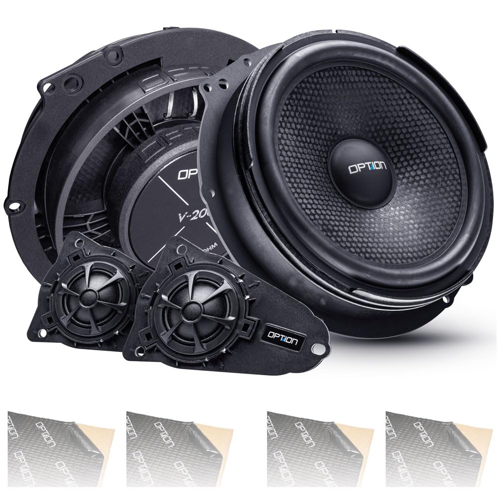 Option Sistema di altoparlanti anteriori – Pacchetto completo compatibile con VW T5 – Altoparlante anteriore – Set completo con attrezzi e isolamento
