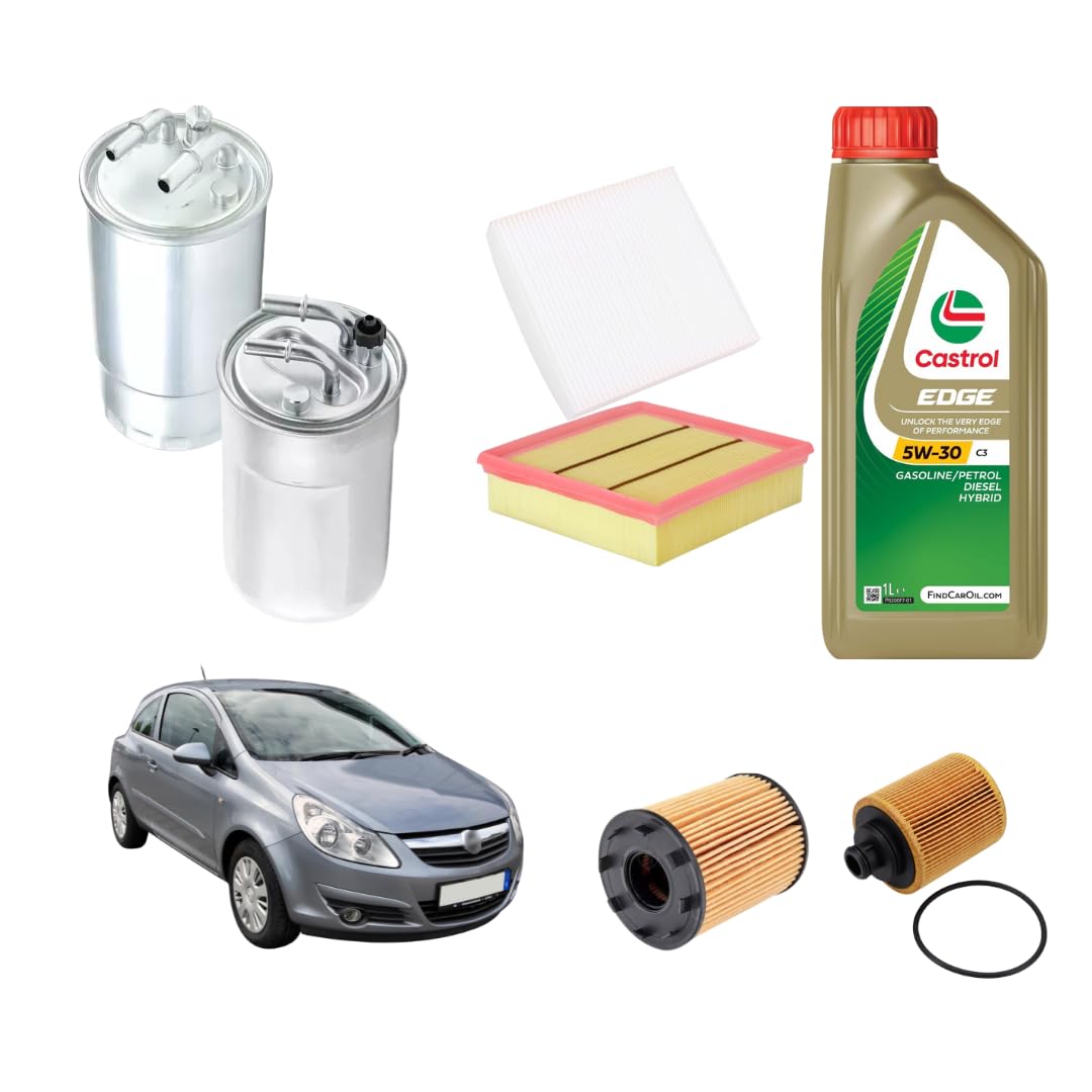 Kit Tagliando compatibile con Opel Corsa D 1.3 CDTI 75cv 55kw Dal 2006 4LT Olio 5w30 C3