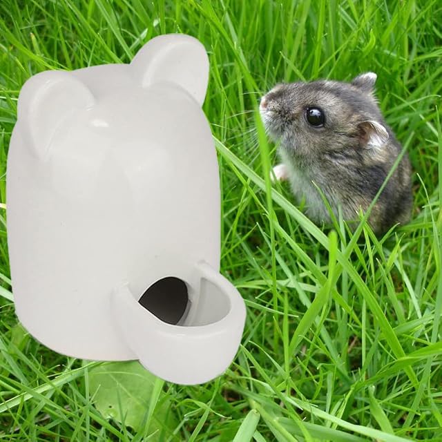 Foto 7 de 8 de Jsleid Dispensador de agua para animales pequeños, fuente automática de cerámica, 300 ml, blanco, para hámster