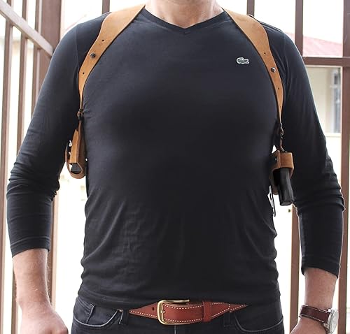 Miniatura 4 de Funda de hombro de piel de ante de alta calidad con cargador individual para 1911 barril de 5 pulgadas con marco táctico de recuperación, dibujo a