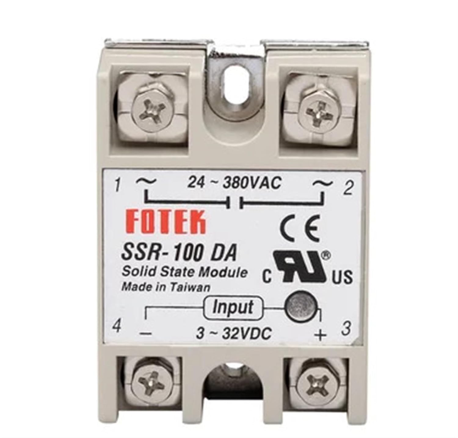 1pcs SSR-40DA 10DA 25DA 40DA 50DA 60DA 70DA 80DA 100DA Solid State Relay Module 3-32V Input 24-380VAC 10A-100A(SSR-100DA)