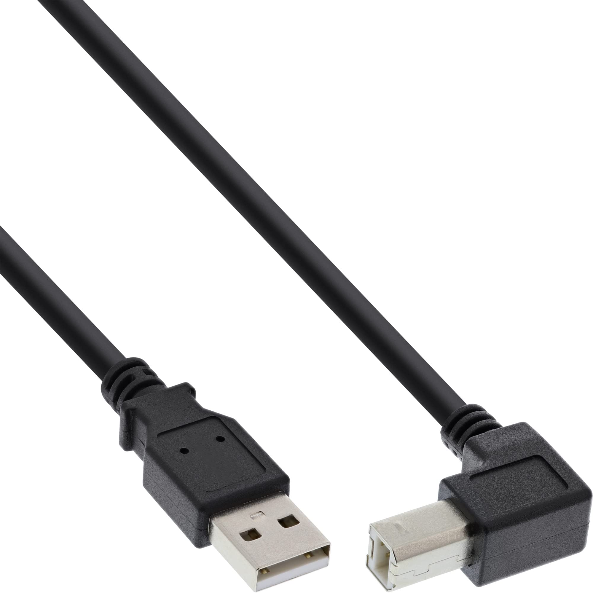 InLine® 34503U USB 2.0 Kabel, A an B unten abgewinkelt, schwarz, 0,3m