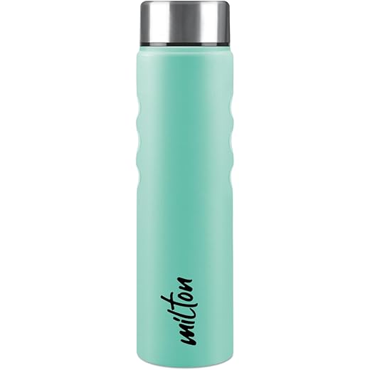 MILTON Stream 1000 Stainless Steel Water Bottle 1000 ml, Single Walled, ISI Certified I Leak Proof Lid, Rust Proof I For School, Office, Gym I Aqua Green