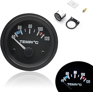 fasebeek 1 PC Car LED Water Temperature Gauge, 40-120 Celsius /100-250 Fahrenheit Water Temperature Meter with Sensor, Replacement Accessories, for Most Cars (Black), FASCWB3700-1PC