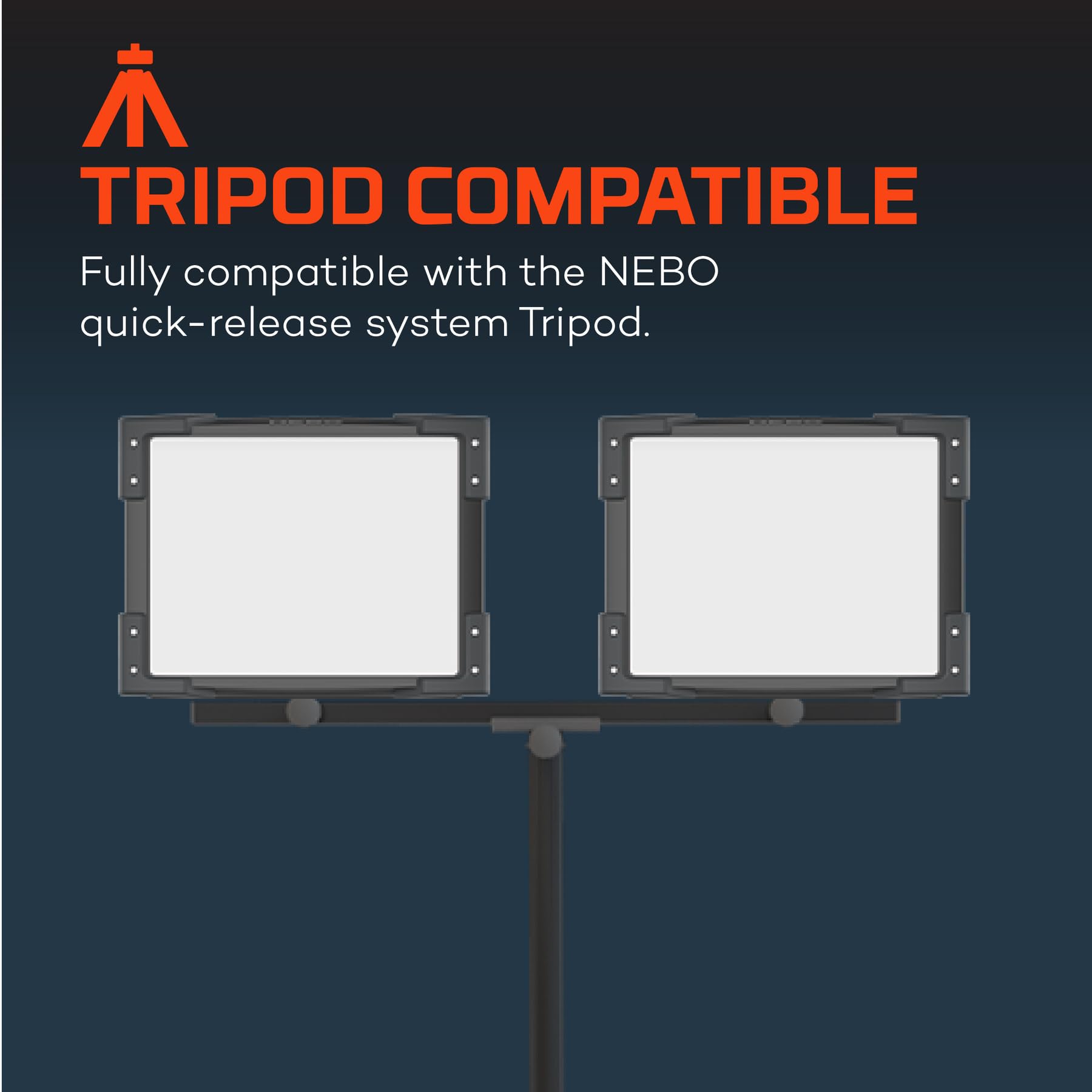NEBO Luz de inundación de 8 K, reflector de trabajo recargable de 8000 lúmenes con múltiples modos de brillo, asa de transporte, compatibilidad de trípode y alimentación de CA compatible con el sitio