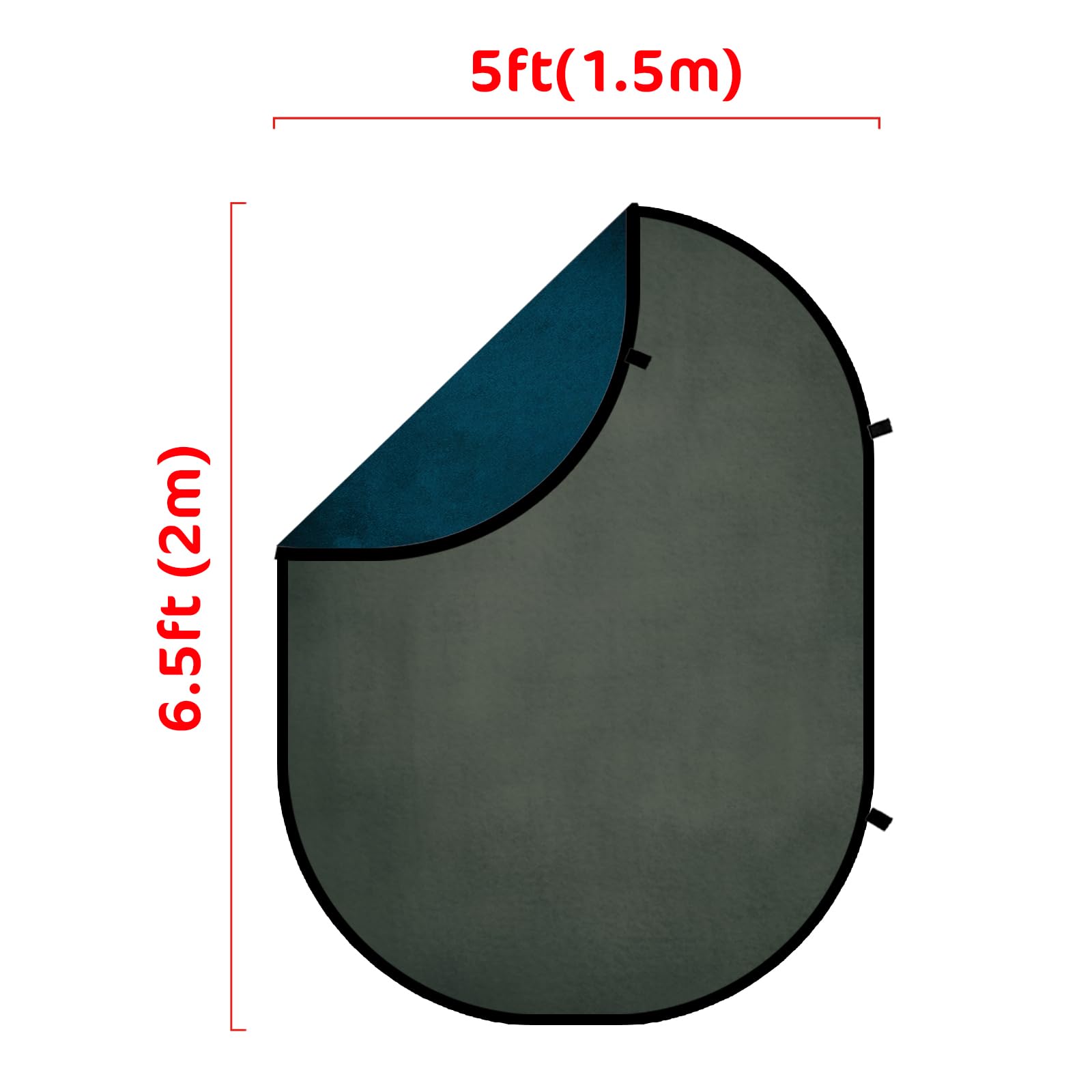 Kate 1.5x2m Toiles de Fond Pliables Vert Foncé/Bleu Foncé Toile de Fond Pliable Fond Pliable Pop Up Photo Toiles de Fond Photo Studio Accessoires