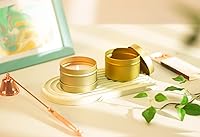 Vista 2 de Latas doradas de 4 onzas con tapas, 24 recipientes para velas, tarros de velas a granel para hacer velas, color dorado