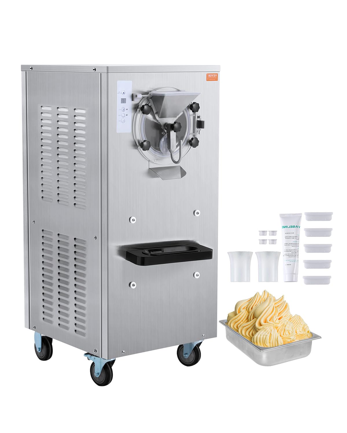 VEVOR Commercial Ice Cream Machine 2400w 1-Flavor Hard Serve Ice Cream Maker 20-25L H Yield 8L Stainless Steel