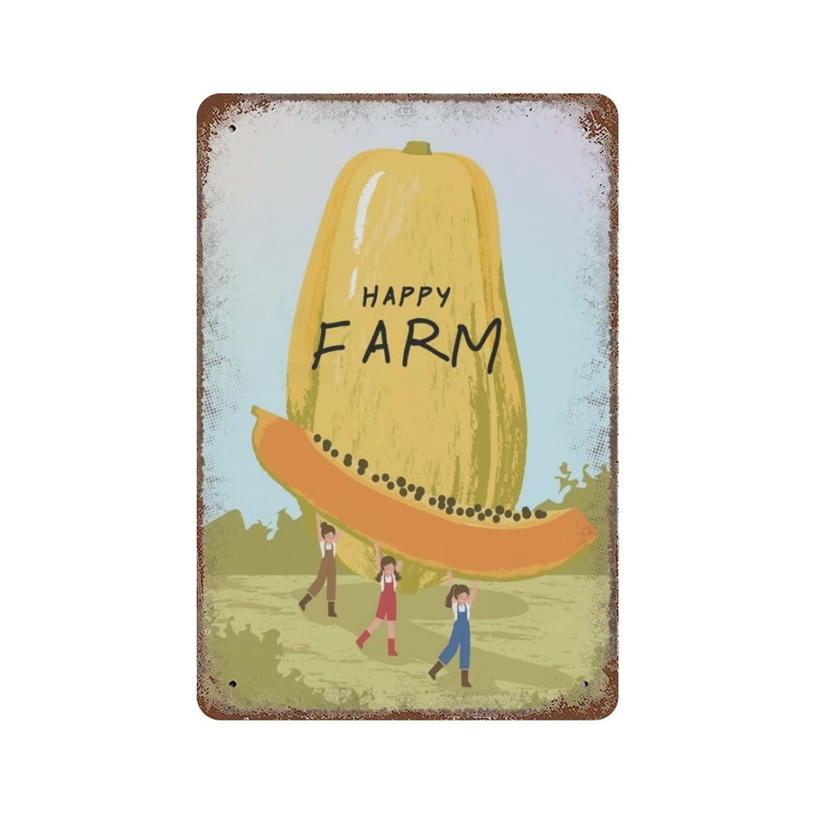 AOOEDM Happy Farm Vintage Tin Sign Metal Tin Signs for Man Cave Funny Art Wall Plaque Kitchen Bar Pub Coffee Shop Wall Decor
