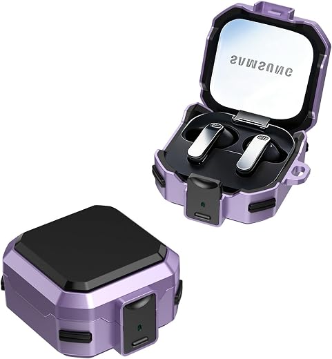 Yellowinc Hybrid Lock Armor Case Cover for Samsung Galaxy Buds 4 and 4 Pro, Rugged, Shockproof with Heavy Duty Carabiner (...