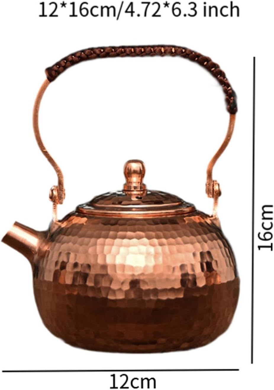 Copper Tea Kettle Water Kettle 500ml Top Handle Tea Maker Coffee Pot Kungfu Tea Pot for Home Hiking Camping Kitchen Picnic, B