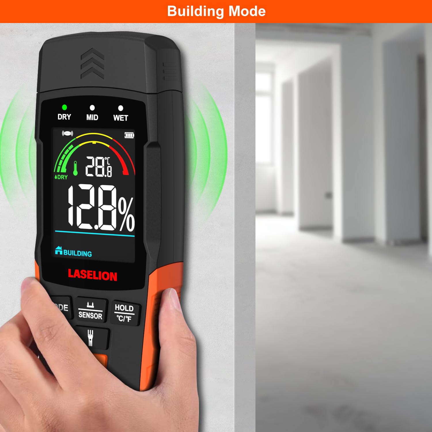 LASELION 2-in-1 Moisture Meter - Pin & Pinless -5