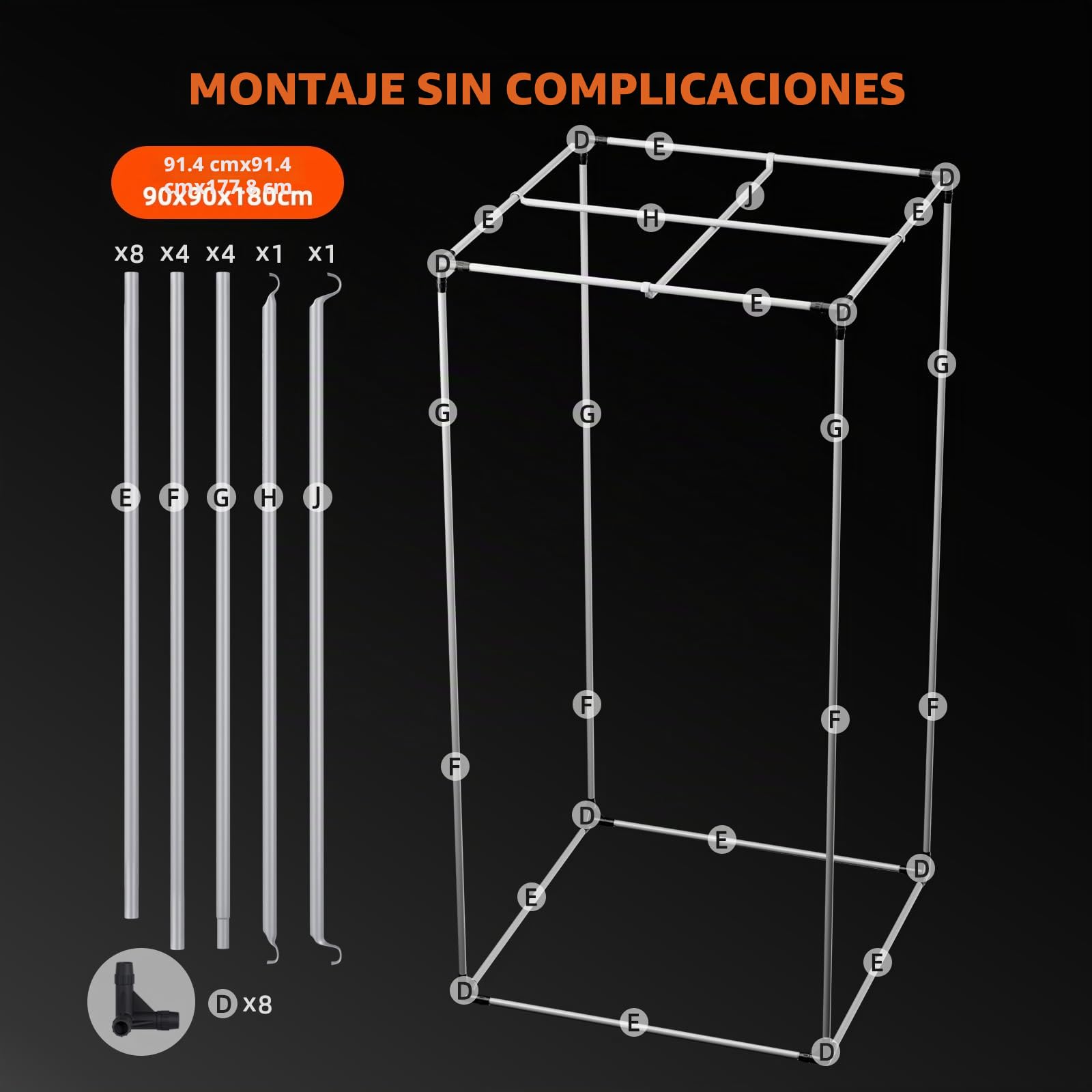 Spider Farmer Armario de Cultivo Interior 90x90x180cm Mylar hidropónico Reflectante 1680D con Ventana de observación y Bandeja de Piso para Cultivo de Plantas en Interiores