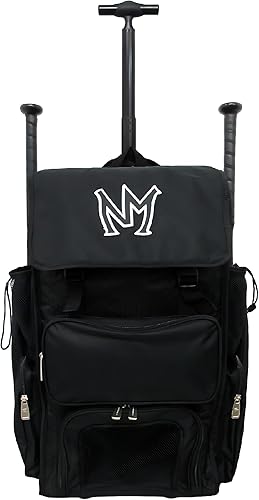 Miniatura 4 de No Mercy Bolsa de bate de béisbol con ruedas giratorias resistentes para juegos de viaje y práctica de juego, bolsa de almacenamiento de equipo para