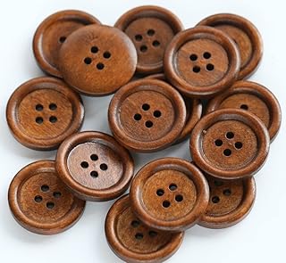 100PCS 1 Inch (25mm) Brown Color Wooden Buttons DIY Crafts Button Sewing Project