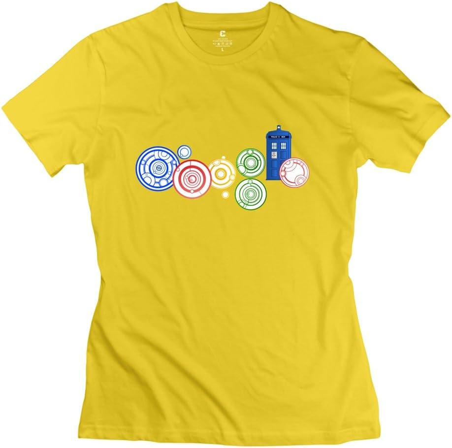 Jiuzhou Women's Tees Google Doodle Tardis Doctor Who Purple