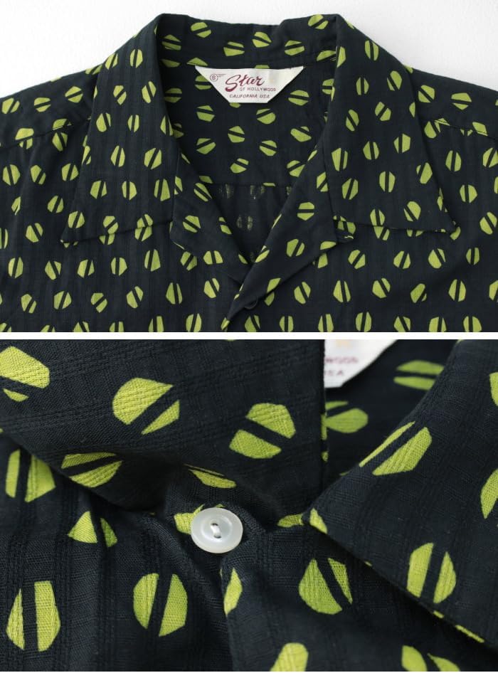 [スターオブハリウッド] ドビーコットンオープンシャツ SH39498 メンズ 日本製 半袖 BLUE MOUNTAIN アロハ M