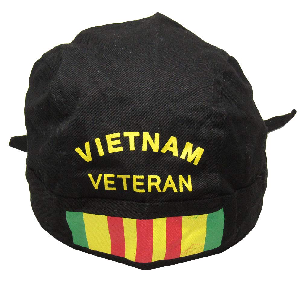 Vietnam Veteran Black Do Rag Doo Rag Skull Cap Head Wrap