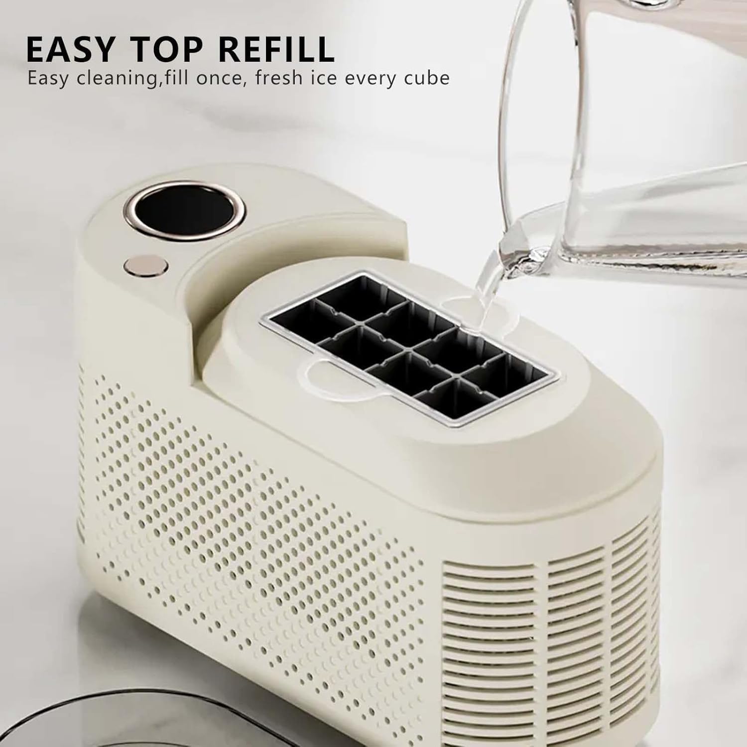 Máquina de Hielo portátil: Produce 8 Cubitos de Hielo en 10 Minutos, es silenciosa y de bajo Consumo energético, fácil de Limpiar para Uso doméstico y en la Cocina