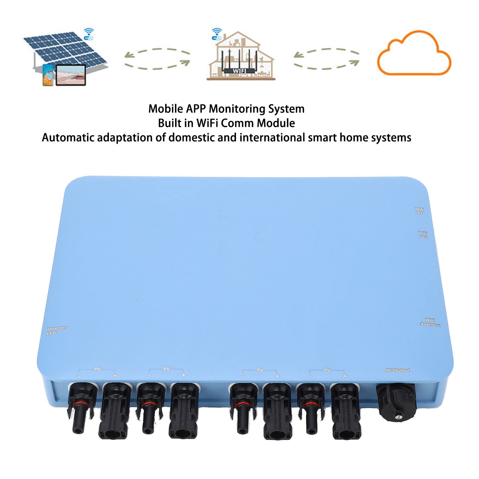 Inverter Micro Grid Tie, Monitoraggio WiFi Multiplo WiFi Plug UE 120V 230V CC Un Metro di Precisione Ad Alto Investitore CA per il FV Nella Casa in Casa (1200W)
