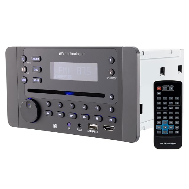 IRV Technology iRV62 Wallmount RV Stereo with Bluetooth HDMI ARC App Control FM AM DVD CD MP4 App