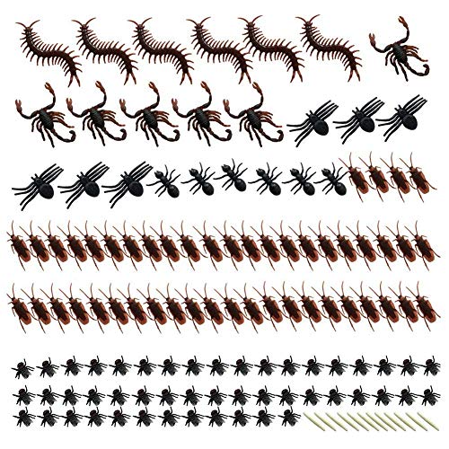 CUHAWUDBA 150 Piezas de Insectos Realistas Cucarachas Artificiales de Pl�Stico AraAs Ciempi�S Escorpiones para Decoraci�N Fiesta Halloween Favores de Fiesta y Decoraci�N Casa Embrujada