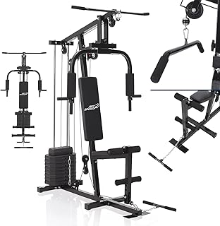 ArtSport Kraftstation ProfiGym 2000 mit Latzug- & Butterflystange, Seilzug & Beinstrecker - 9 Gewichte mit 40kg - Multistation Krafttraining Zuhause