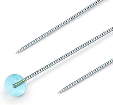 Dritz 3035 Crystal Glass Head Pins, 1-7/8-Inch (100-Count), Blue and Yellow | Heat-resistant glass heads wont melt under ironingperfect for quilting and precision sewing