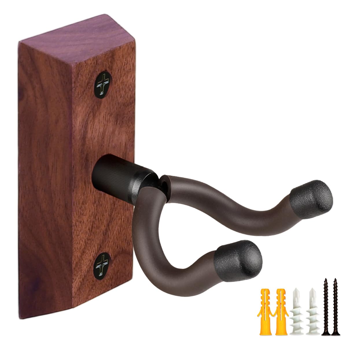 Guitar Wall Mount, Black Walnut Wood Guitar Hanger, U-Shaped Guitar Wall Hanger Mount, Guitar Holder Hook Stand Wall Mount Guitar Accessories for Acoustic, Electric Guitar, Banjo, Bass, Ukulele