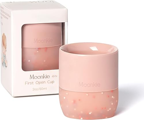Moonkie Vaso de silicona para bebés de más de 4 meses  Taza de entrenamiento pequeña abierta para bebés con chispas de confeti  Esencial de destete