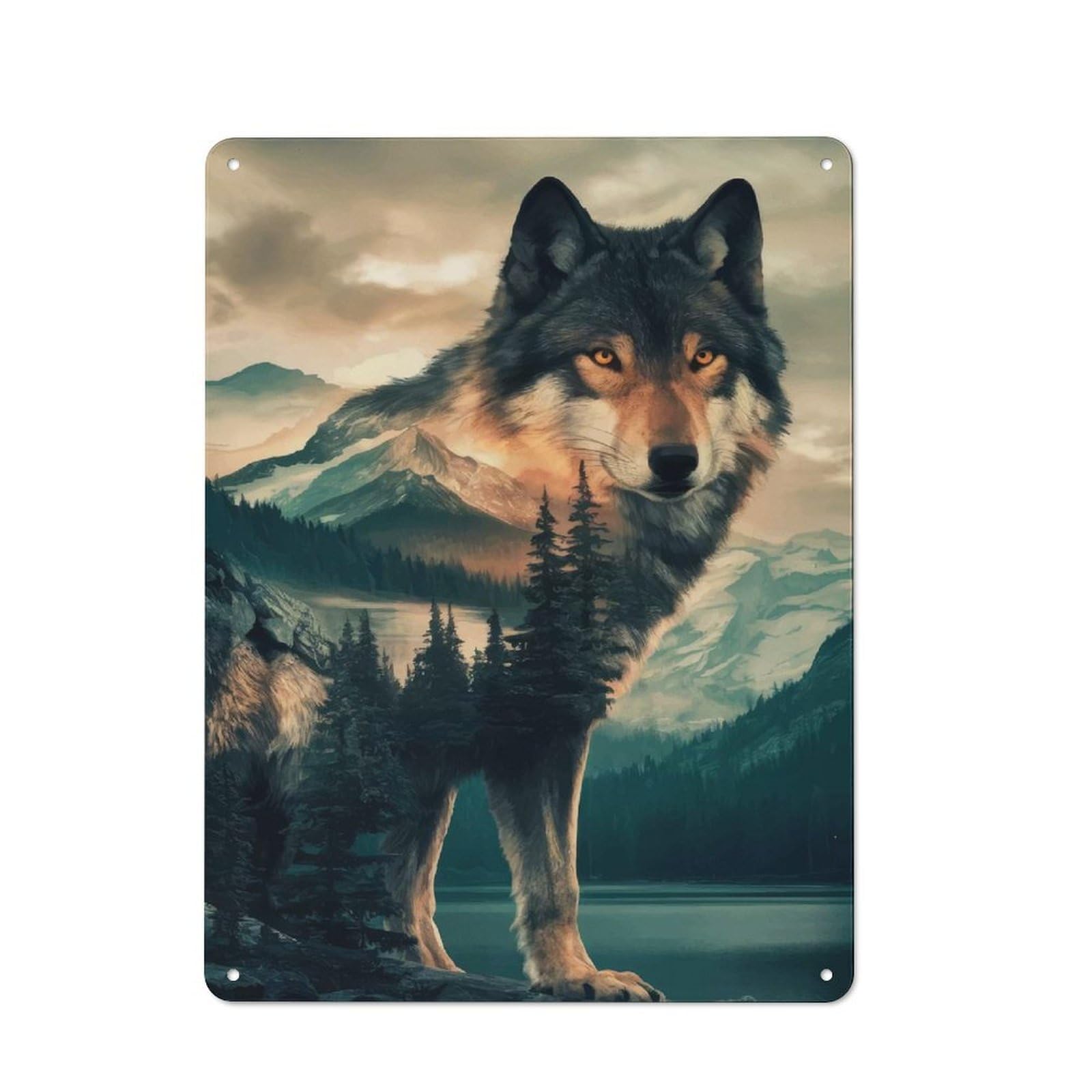 Wolfs Domain Garage Metal Sign 40x30cm, Weathered Look Shed Wall Plaque for Garage, Workshop, Shed Or Utility Room