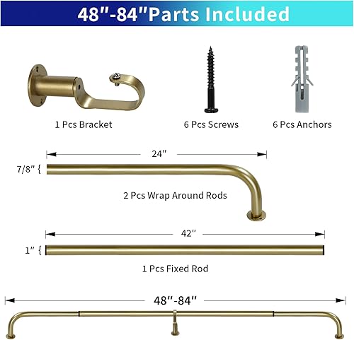 Miniatura 7 de Conjunto de barra de la marca Urbanest para cortinas opacas, ahorra energía, ajustable de 1 pulgada